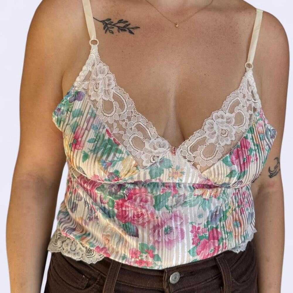 vintage floral teddy/ bodysuit women's large